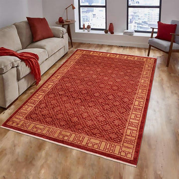 handmade Transitional Kafkaz Chobi Ziegler Red Tan Hand Knotted RECTANGLE 100% WOOL area rug 6 x 9